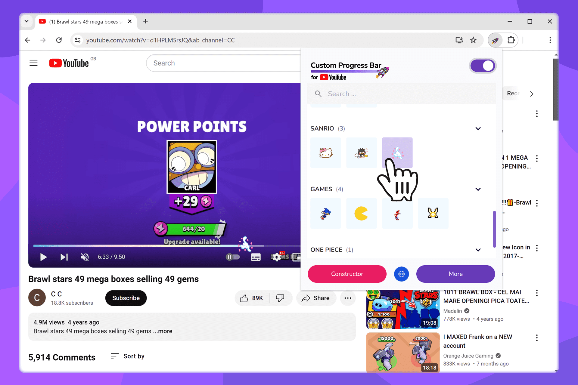 Activando un Tema de YouTube en la ventana emergente de la extensión