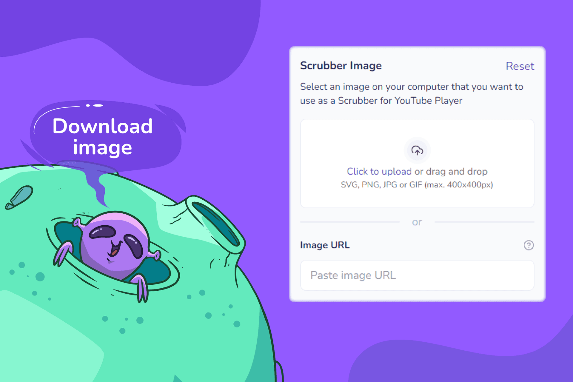 Formulaire de téléchargement d'arrière-plan : cliquez, glissez-déposez ou collez une URL dans le Constructeur