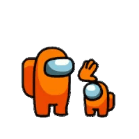 Among Us Orange Character and Son