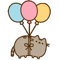 Pusheen on Balloons