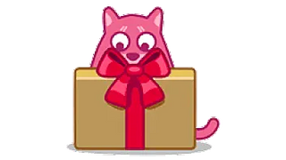 Pink Cat with a Gift Box