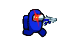 Among Us Blue Impostor Character with a Gun