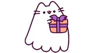 Pusheen Halloween Ghost with a Present