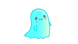 Cute Halloween Cyan Ghost with Hearts
