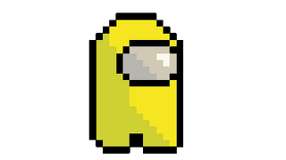 Among Us Yellow Pixel Character Running